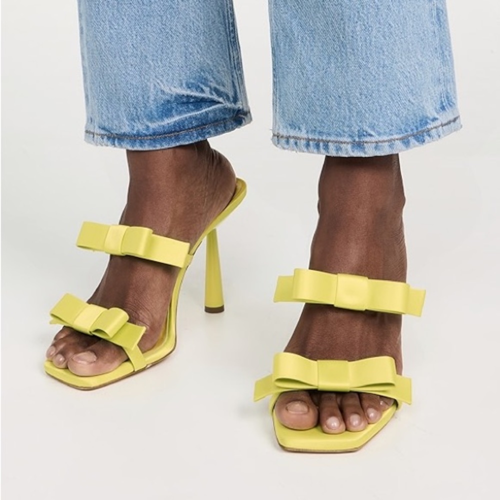 Gia Borghini // Galantine Lime Yellow Bow Heels